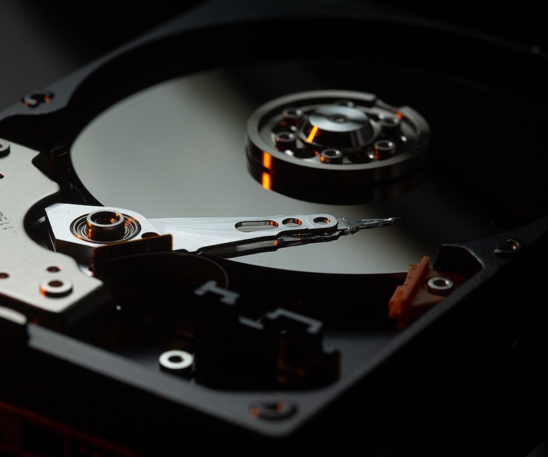 A close up on a database hard drive 