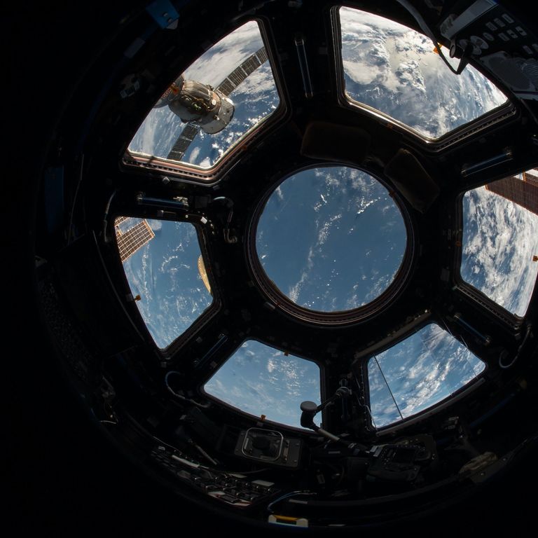View of earth from a space station window